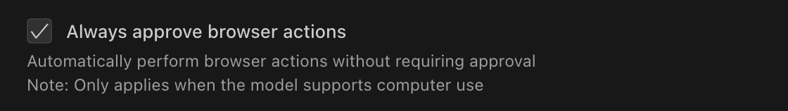 Browser actions setting