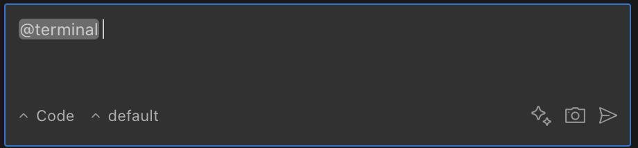 Terminal mention example showing terminal output being included in Thunderflow's context