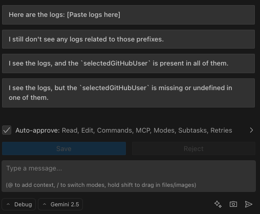 Example of Thunderflow asking a question with suggested response buttons below it