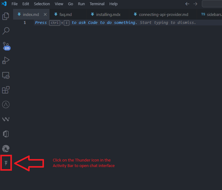 Thunderflow AI icon in VS Code Activity Bar